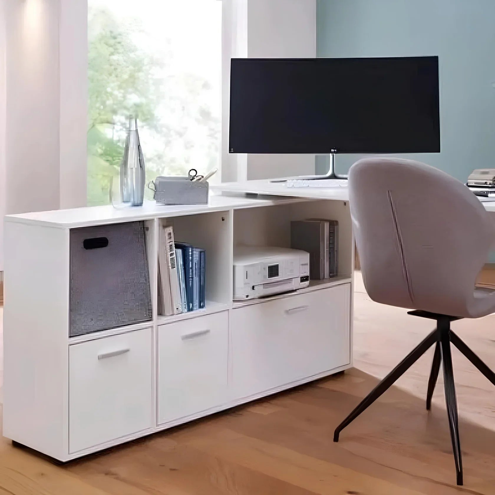 مكتب أبيض - ١٢٠ × ١٢٠ × ٧٥ سم | DE38