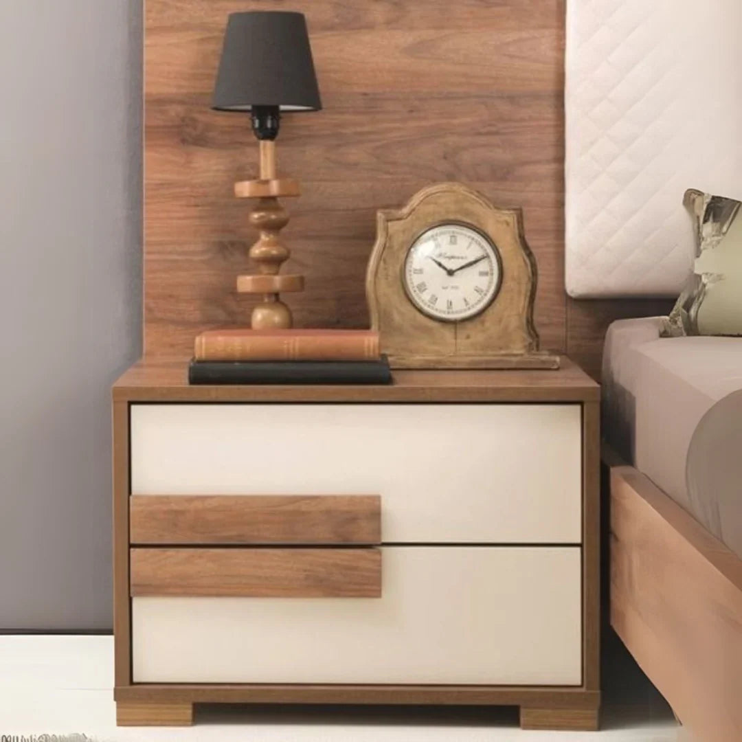 كومودينو خشبي وأبيض - ٤٠ × ٤٠ × ٤٠ سم | CO7