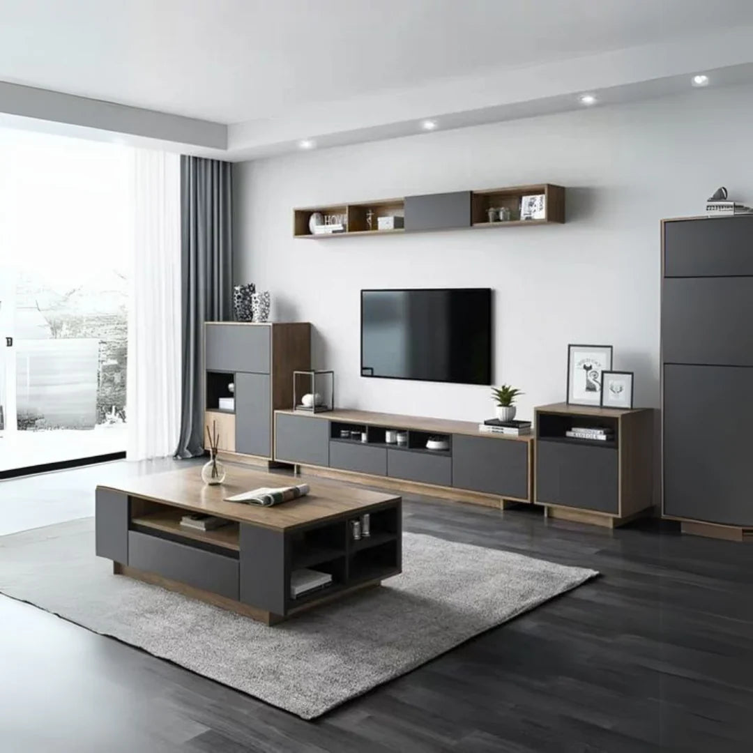 طقم غرفة معيشة أسود وخشبي - ٣١٠ × ٤٠ × ٤٠ سم | SET22