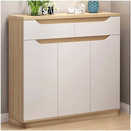 جزامة أحذية MDF – أبيض وخشبي | SU26 | 120×40×100 سم