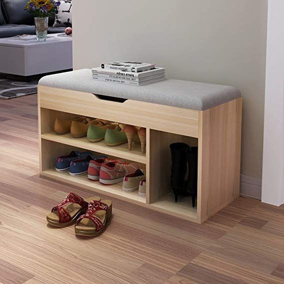 جزامة أحذية MDF – خشبي ورمادي | SU4 | 80×40×40 سم