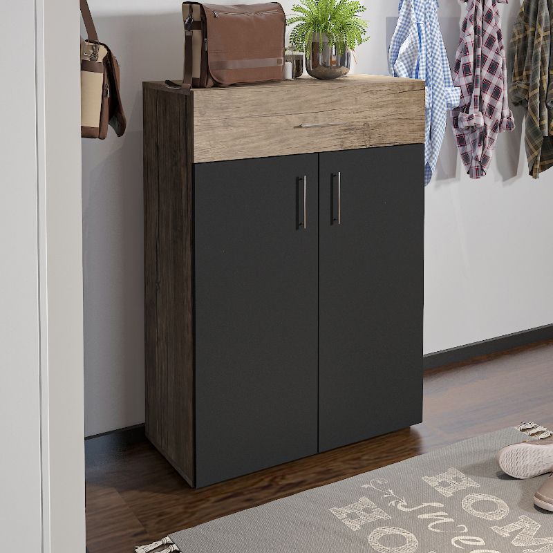 جزامة أحذية MDF – أسود وخشبي | SU58 | 80×40×100 سم