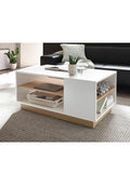 طاولة مستطيلة TA34 لون أبيض وخشبي – MDF مقاس 80×50×45 سم