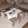 طاولة مستطيلة TA37 لون أبيض وخشبي – MDF مقاس 100×60×45 سم