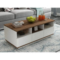 طاولة مستطيلة TA76 لون أبيض وخشبي – MDF مقاس 120×50×40 سم