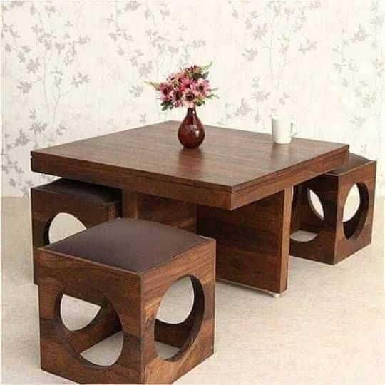 طاولة مستطيلة TA3 لون بني – MDF مقاس 80×80×40 سم