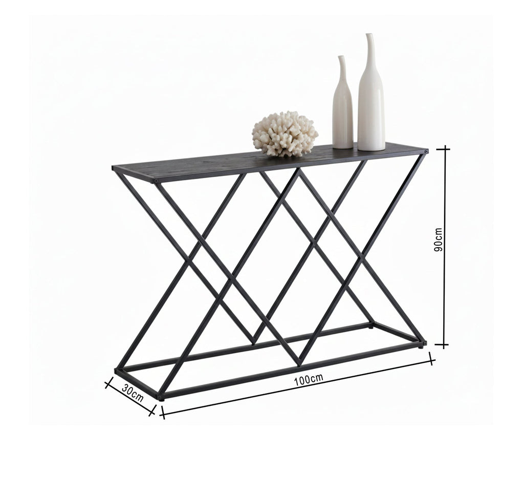 كونسول مودرن KT107 أسود 100×30×90 سم – استيل × MDF