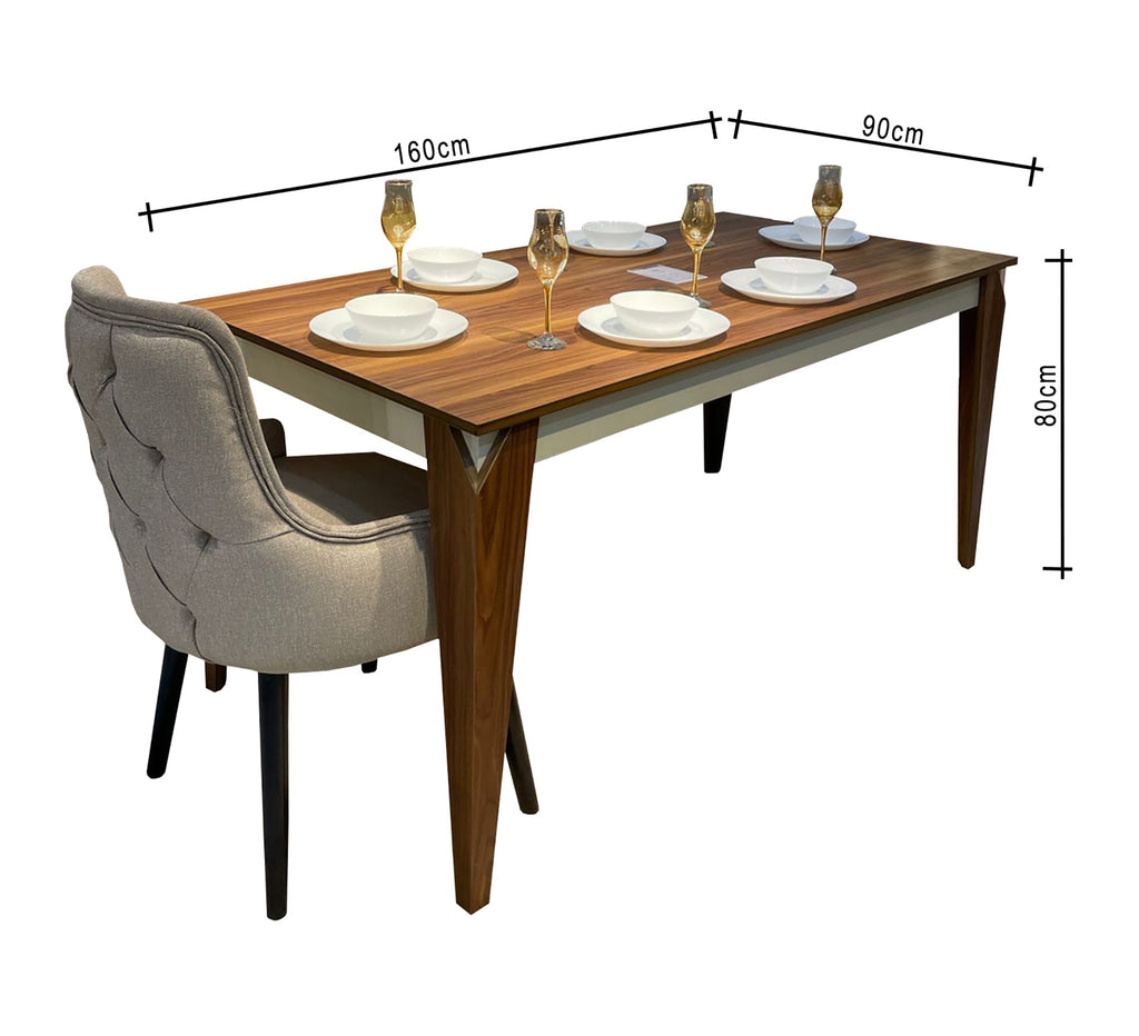 غرفة سفرة مودرن SF108 بني × أبيض 160×90 سم – خشب MDF