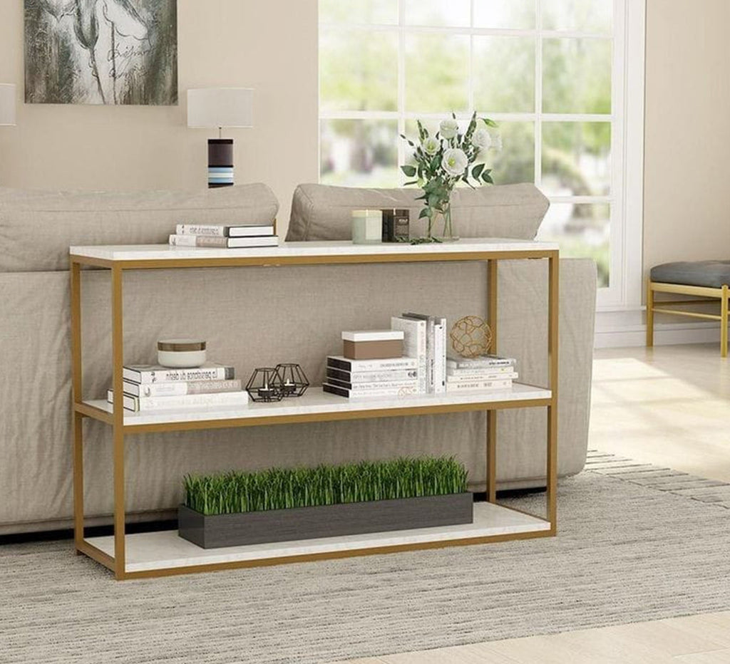 كونسول مودرن KT105 ذهبي 120×40×90 سم – فولاذ × MDF