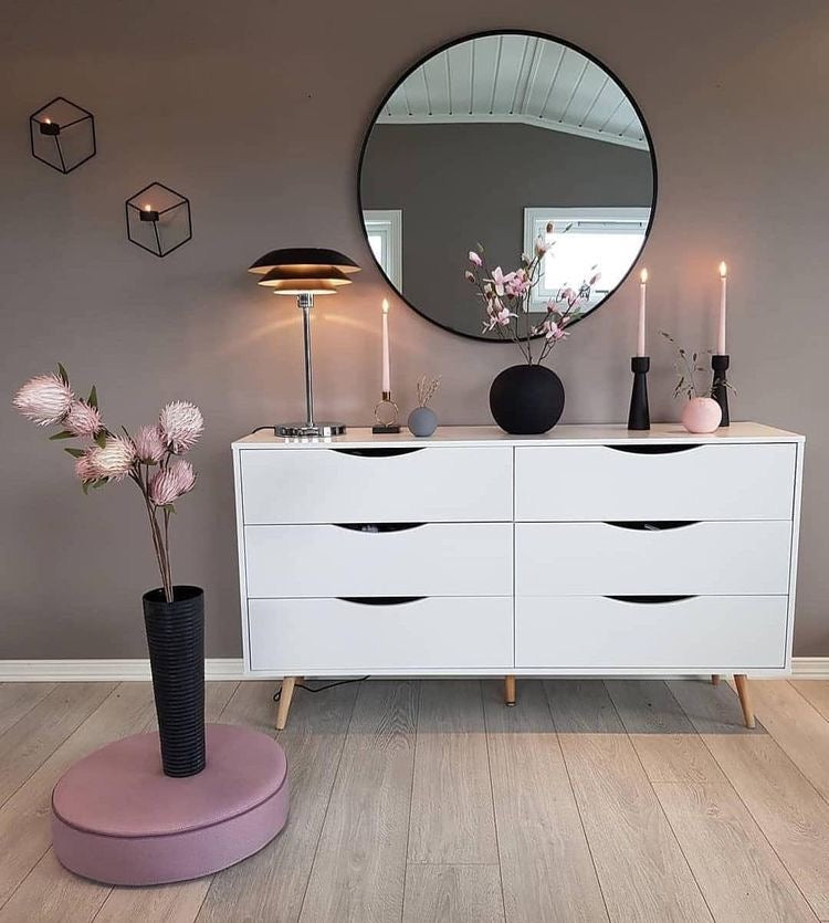 وحدة أدراج خشبية MDF – 6 أدراج – لون أبيض – كود DR3