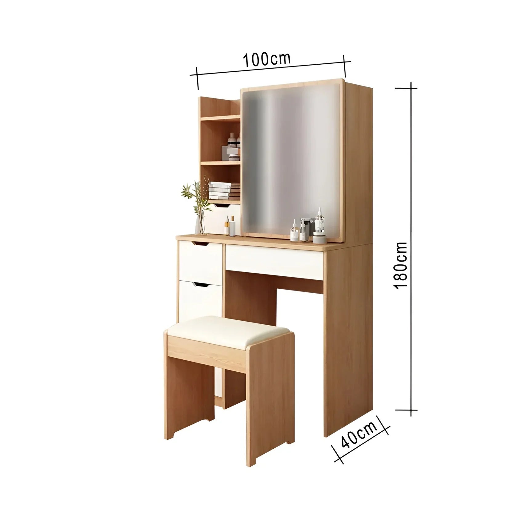 Dressing Table | White & Wooden | 180 x 100 x 40 | DT50