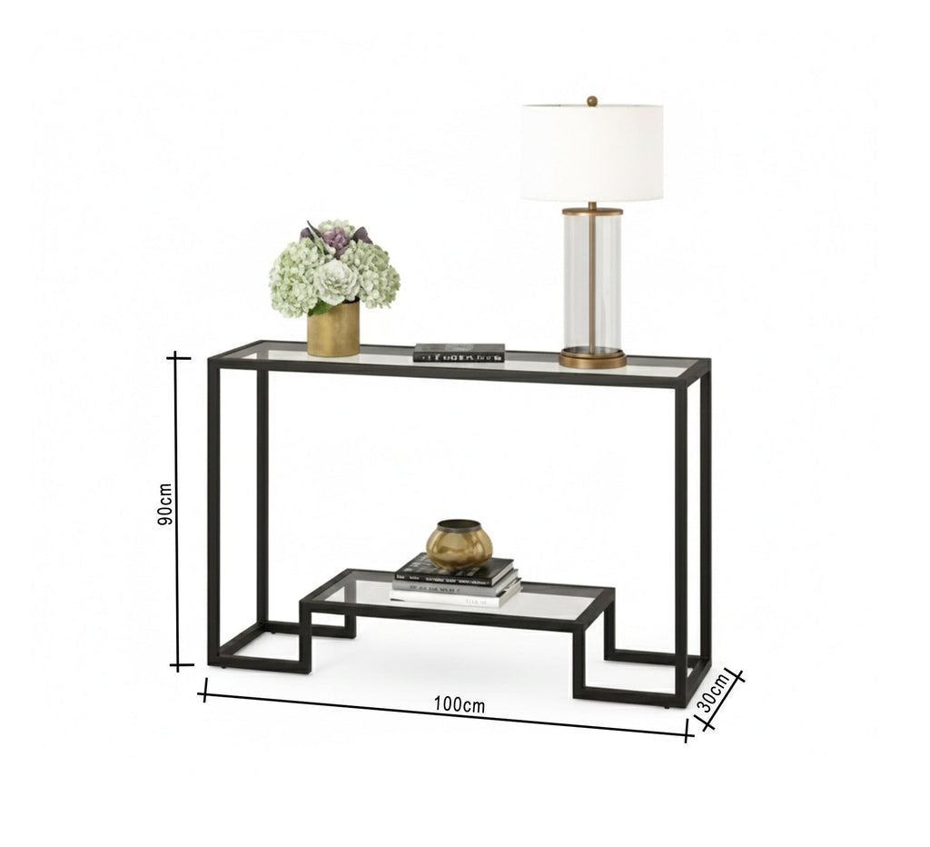 كونسول مودرن KT106 أسود 100×30×90 سم – معدن × زجاج