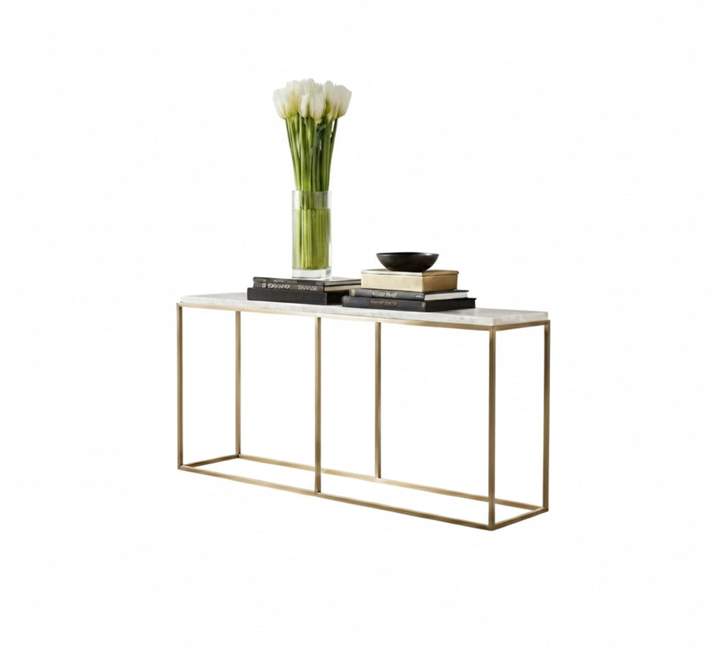 كونسول مودرن KT113 ذهبي 120×35×180 سم – استيل × MDF