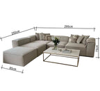 ركنة حرف L RA105 بيج 295×250×75 سم – قطيفة فاخرة