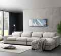 ركنة حرف L RA102 بيج 300×180×80 سم – خشب زان طبيعي