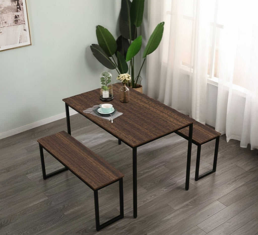 طقم طاولة طعام مودرن SF103 أسود × بني 120×80 سم – معدن × MDF