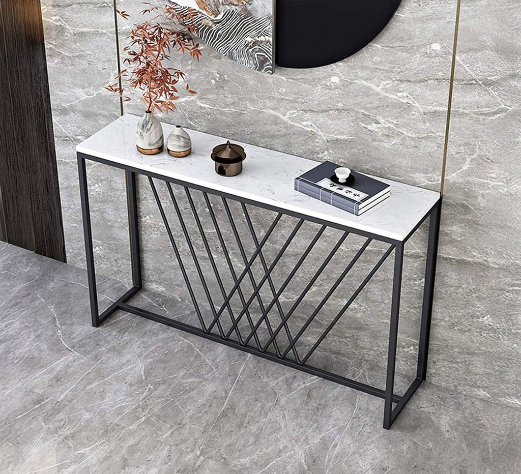 كونسول مودرن KT102 أسود × رخام كرارة 110×30×90 سم
