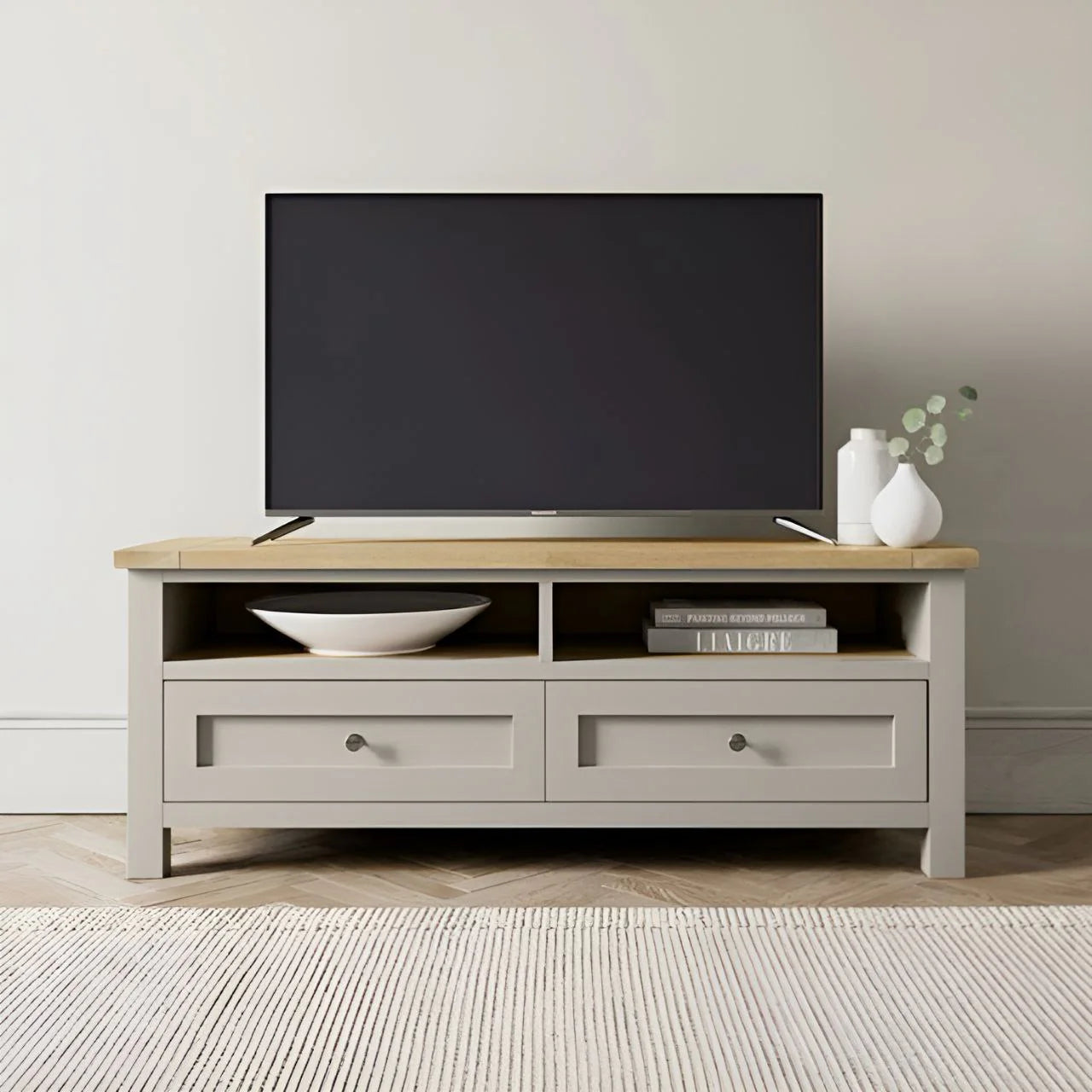 وحدة تلفزيون خشبية ورمادية - ١٢٠ × ٤٠ × ٤٠ سم | TV84