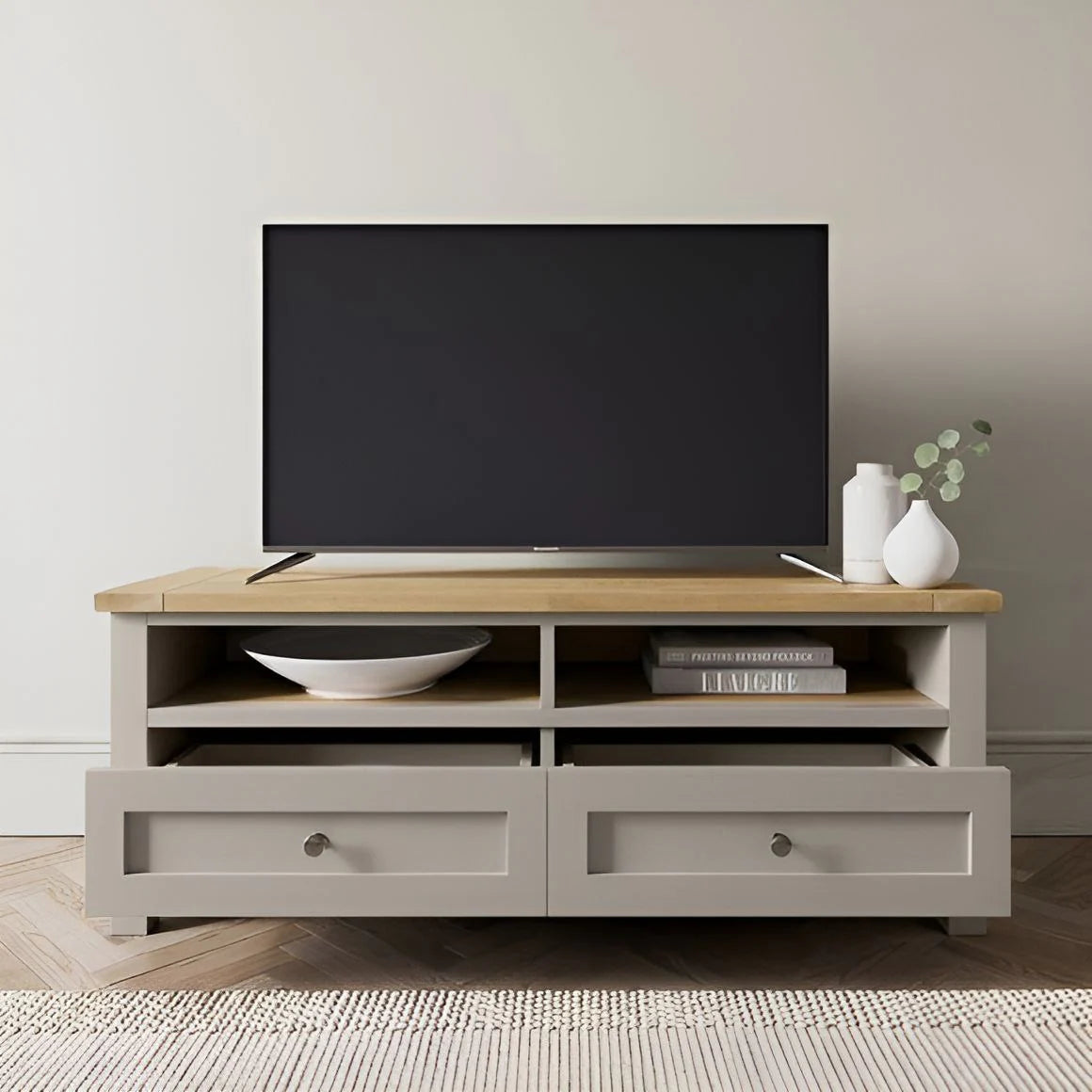 وحدة تلفزيون خشبية ورمادية - ١٢٠ × ٤٠ × ٤٠ سم | TV84