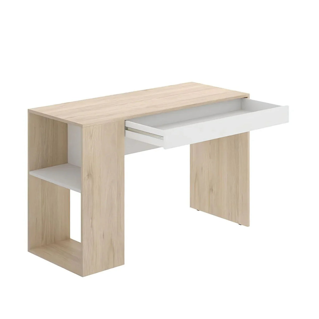 مكتب خشبي وأبيض - ١٠٠ × ٥٠ × ٨٠ سم | DE11