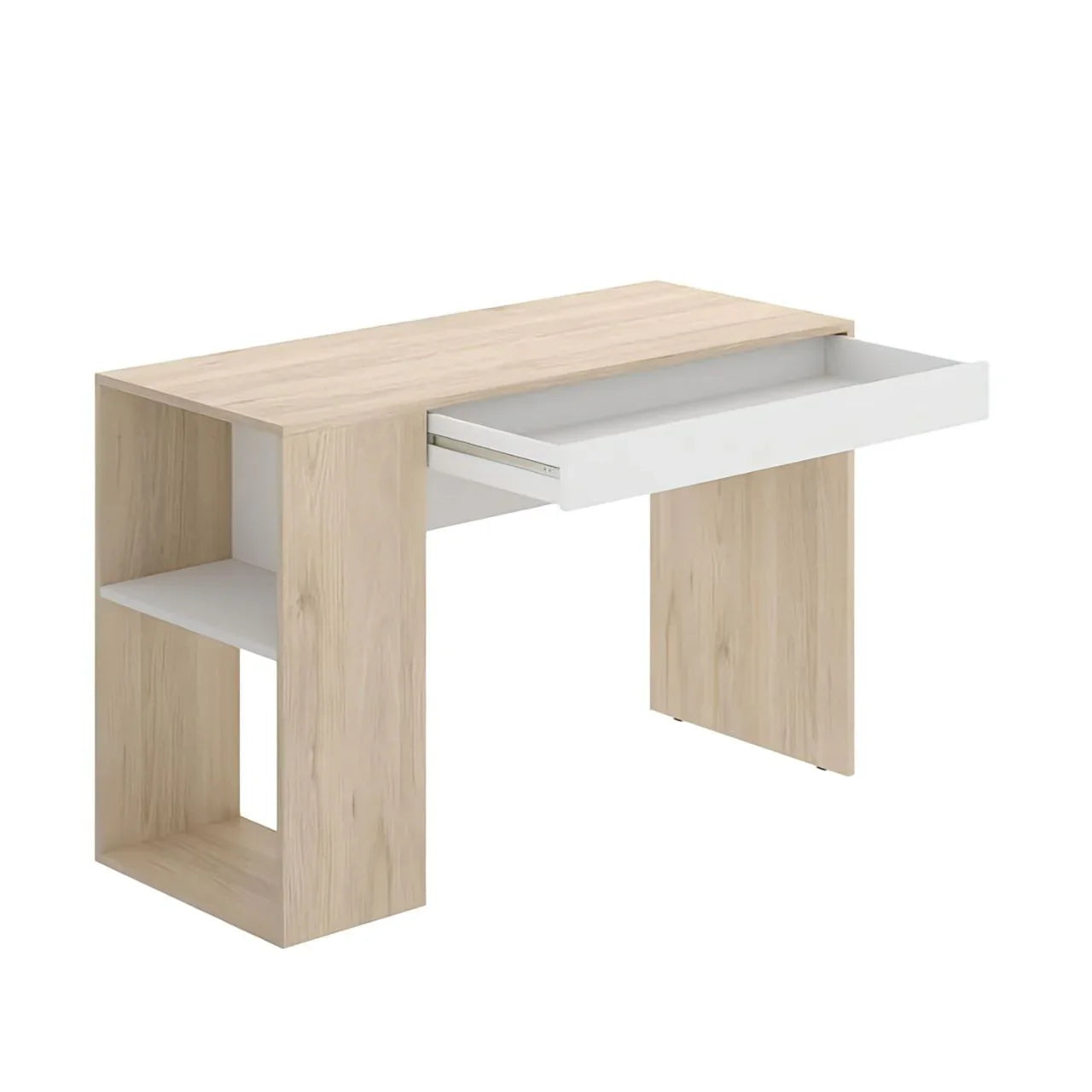 مكتب خشبي وأبيض - ١٠٠ × ٥٠ × ٨٠ سم | DE11