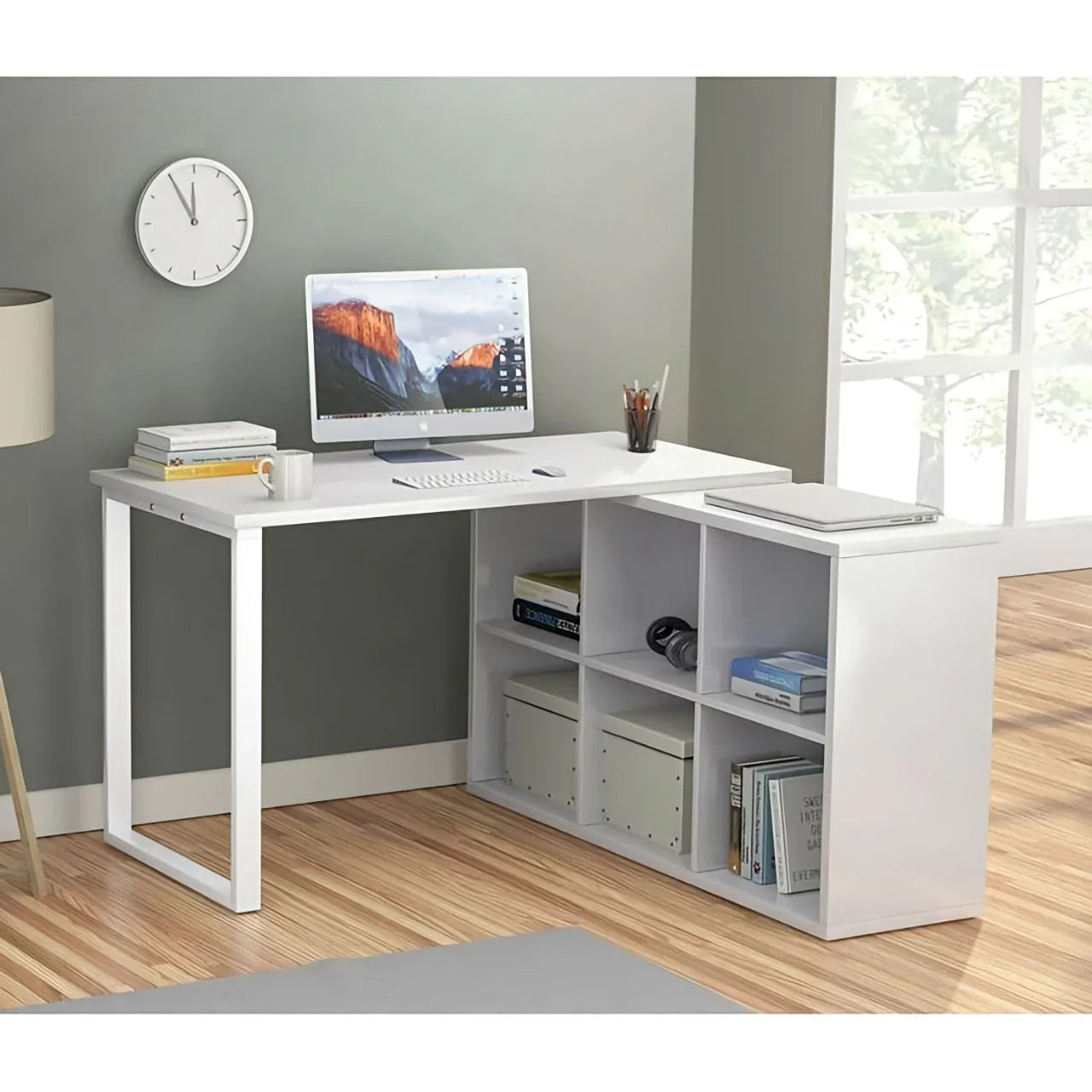 مكتب أبيض - ١٢٠ × ٥٠ × ١٢٠ سم | DE7