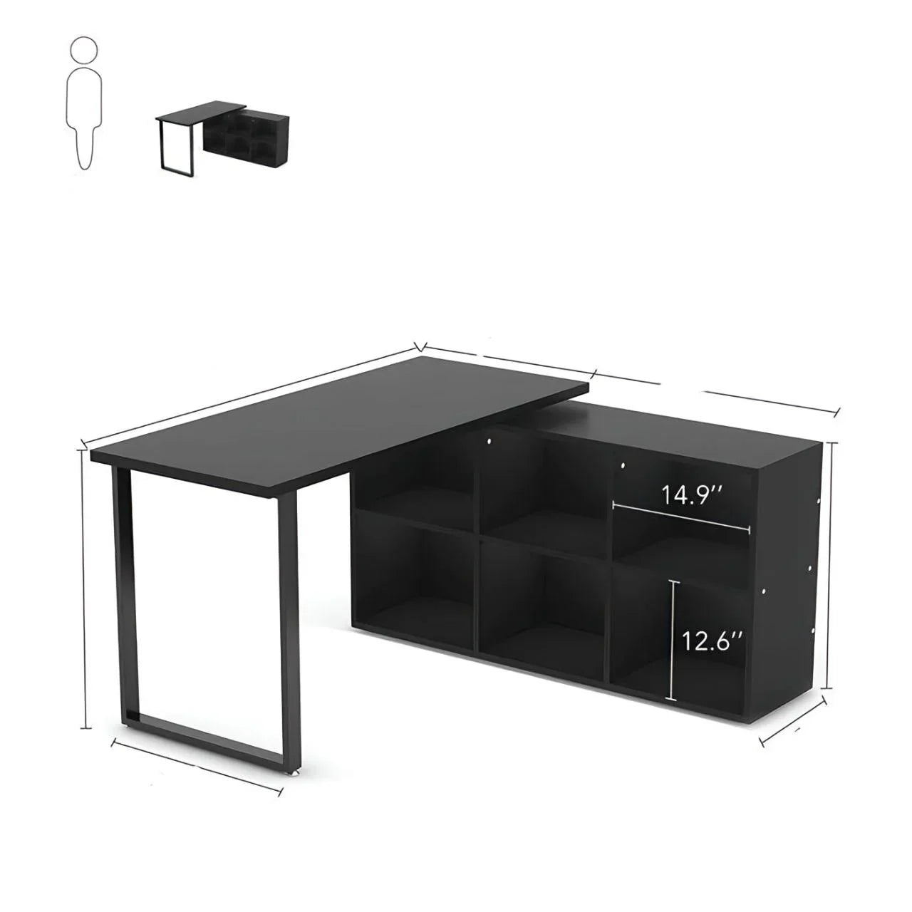 مكتب أسود - ١٢٠ × ٥٠ × ١٢٠ سم | DE6