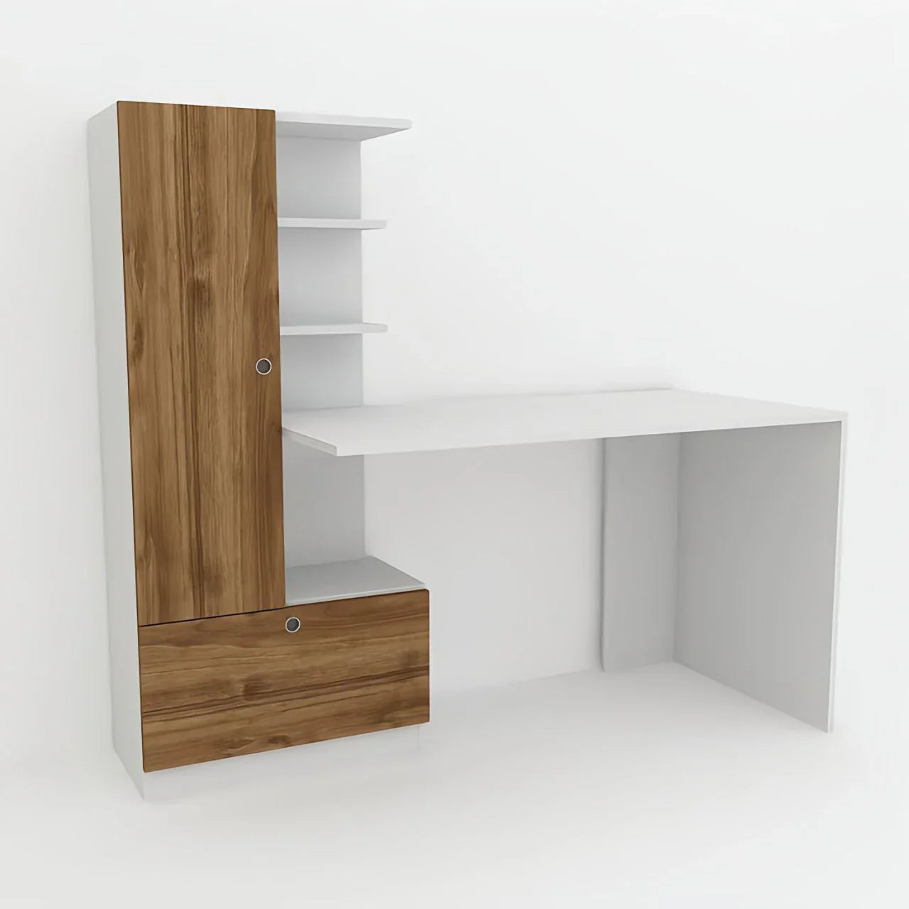 مكتب خشبي وأبيض - ١٤٠ × ٥٠ × ١٤٠ سم | DE2