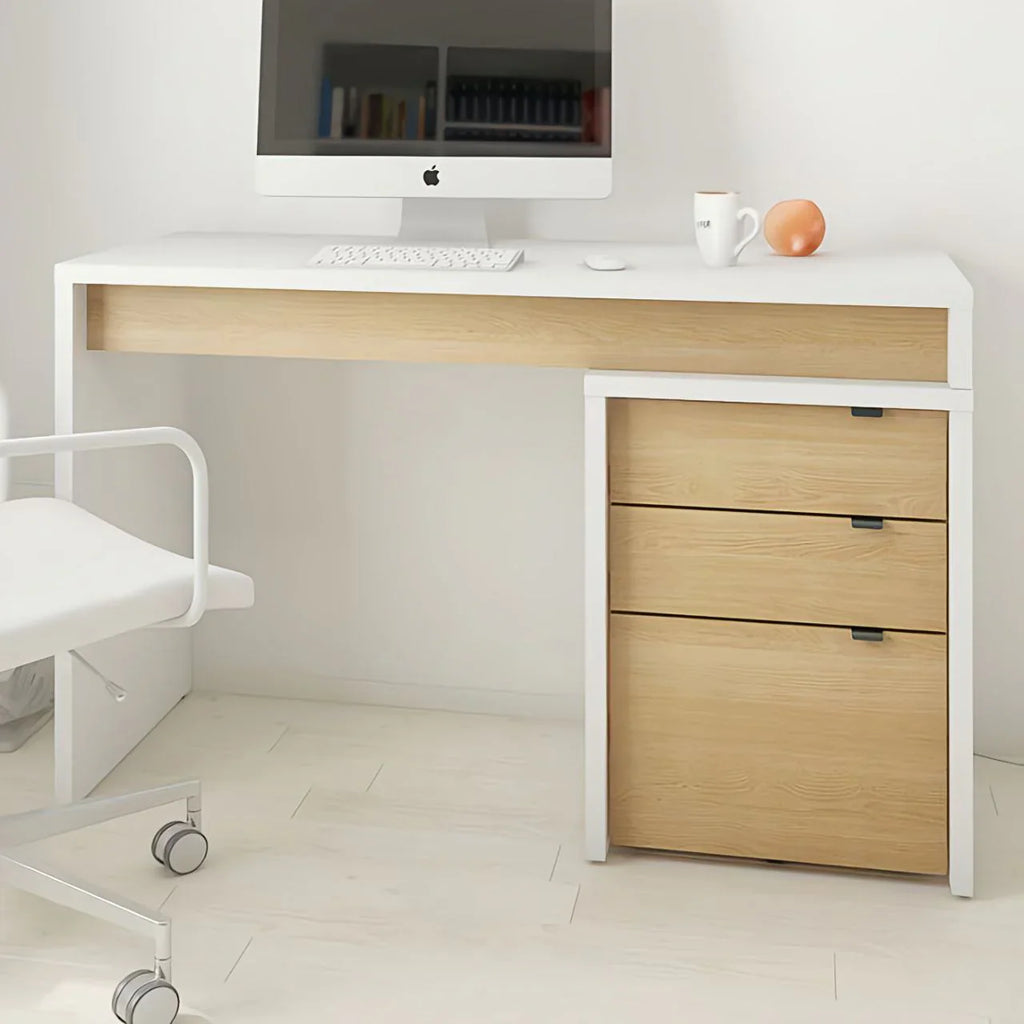 مكتب خشبي وأبيض - ١٢٠ × ٤٠ × ٧٥ سم | DE25