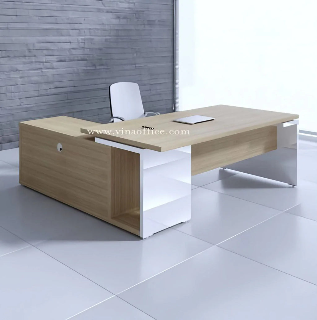 مكتب خشبي وأبيض - ١٨٠ × ١٦٠ × ٧٥ سم | DE21