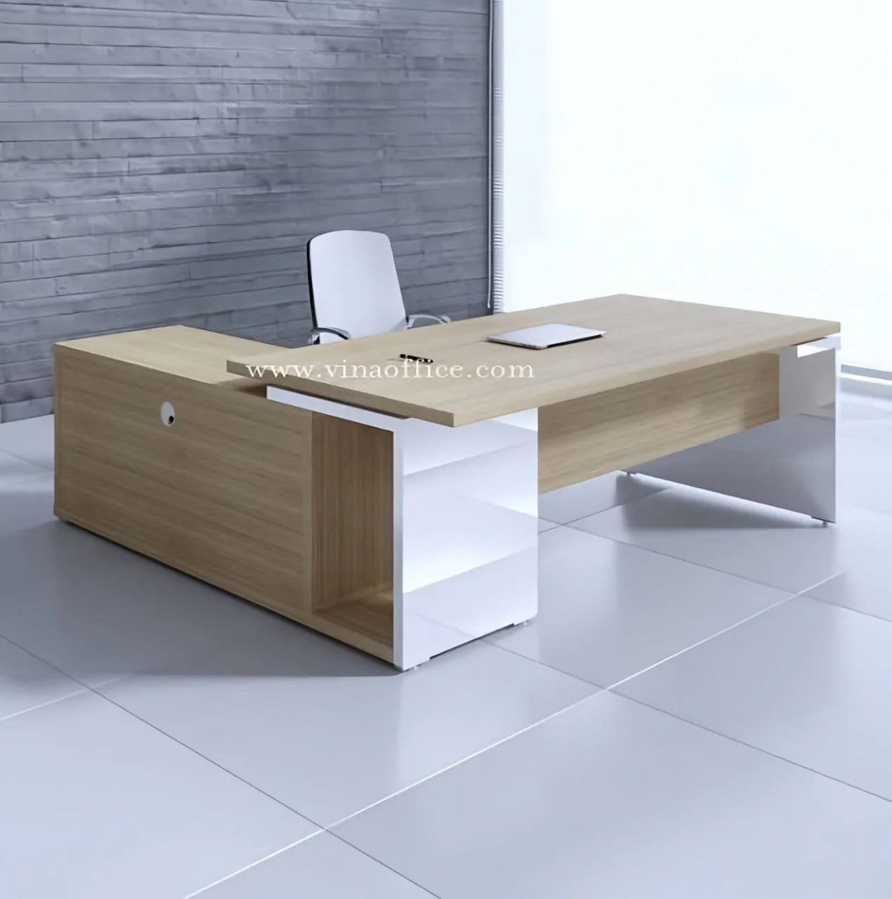 مكتب خشبي وأبيض - ١٨٠ × ١٦٠ × ٧٥ سم | DE21