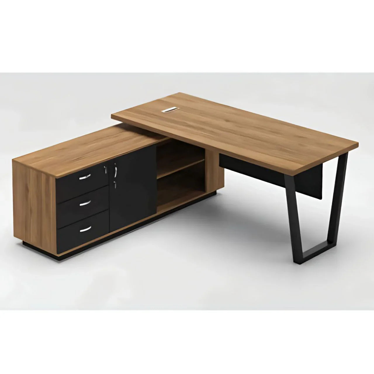 مكتب خشبي وأسود - ١٦٠ × ١٦٠ × ٧٥ سم | DE22