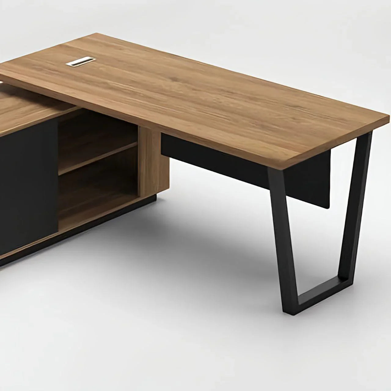 مكتب خشبي وأسود - ١٦٠ × ١٦٠ × ٧٥ سم | DE22