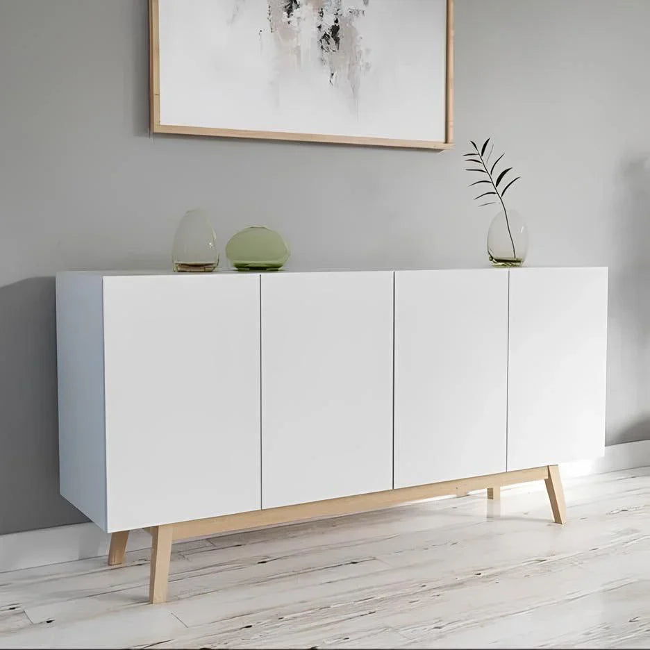 بوفيه | أبيض وخشبي | ١٦٠ × ٤٠ × ٩٠ | BT13