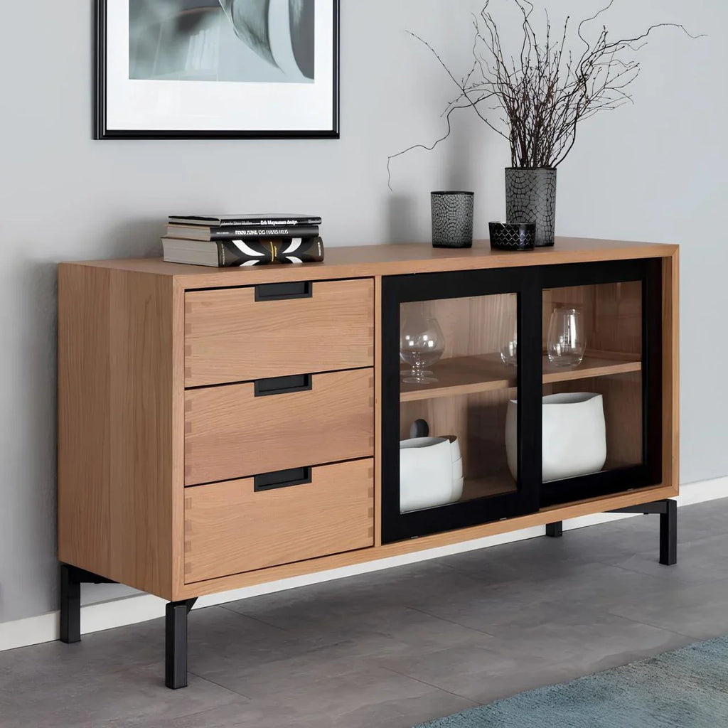 بوفيه | أسود وخشبي | ١٦٠ × ٤٠ × ٩٠ | BT14