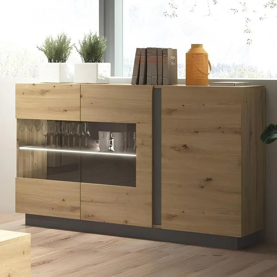 بوفيه | أسود وخشبي | ١٤٠ × ٤٠ × ١٠٠ | BT9