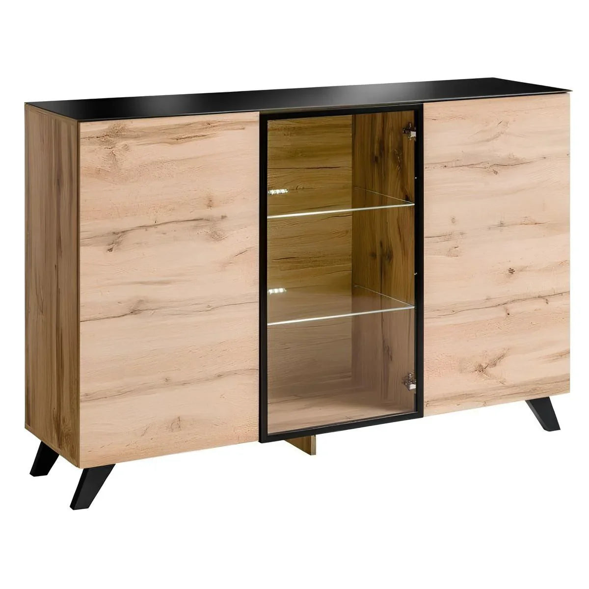 بوفيه | أسود وخشبي | ١٥٠ × ٤٠ × ١٠٠ | BT19