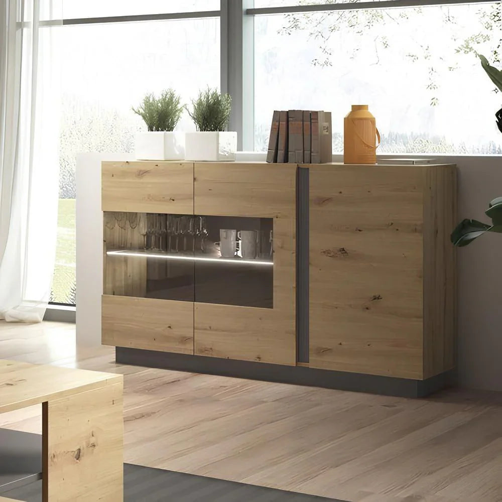 بوفيه | أسود وخشبي | ١٤٠ × ٤٠ × ١٠٠ | BT9