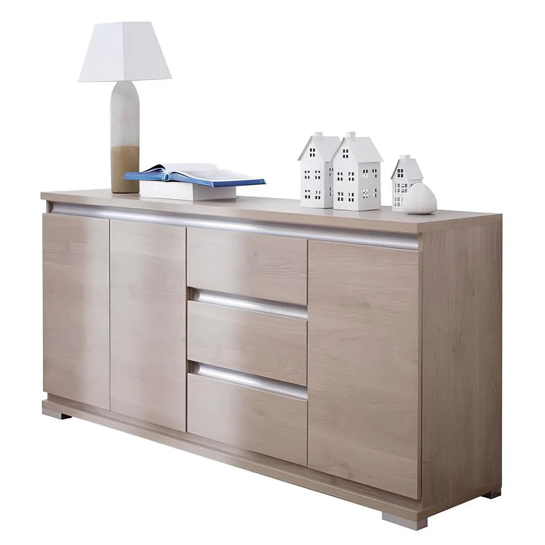 بوفيه | أبيض وخشبي | ١٦٠ × ٤٠ × ٩٠ | BT34