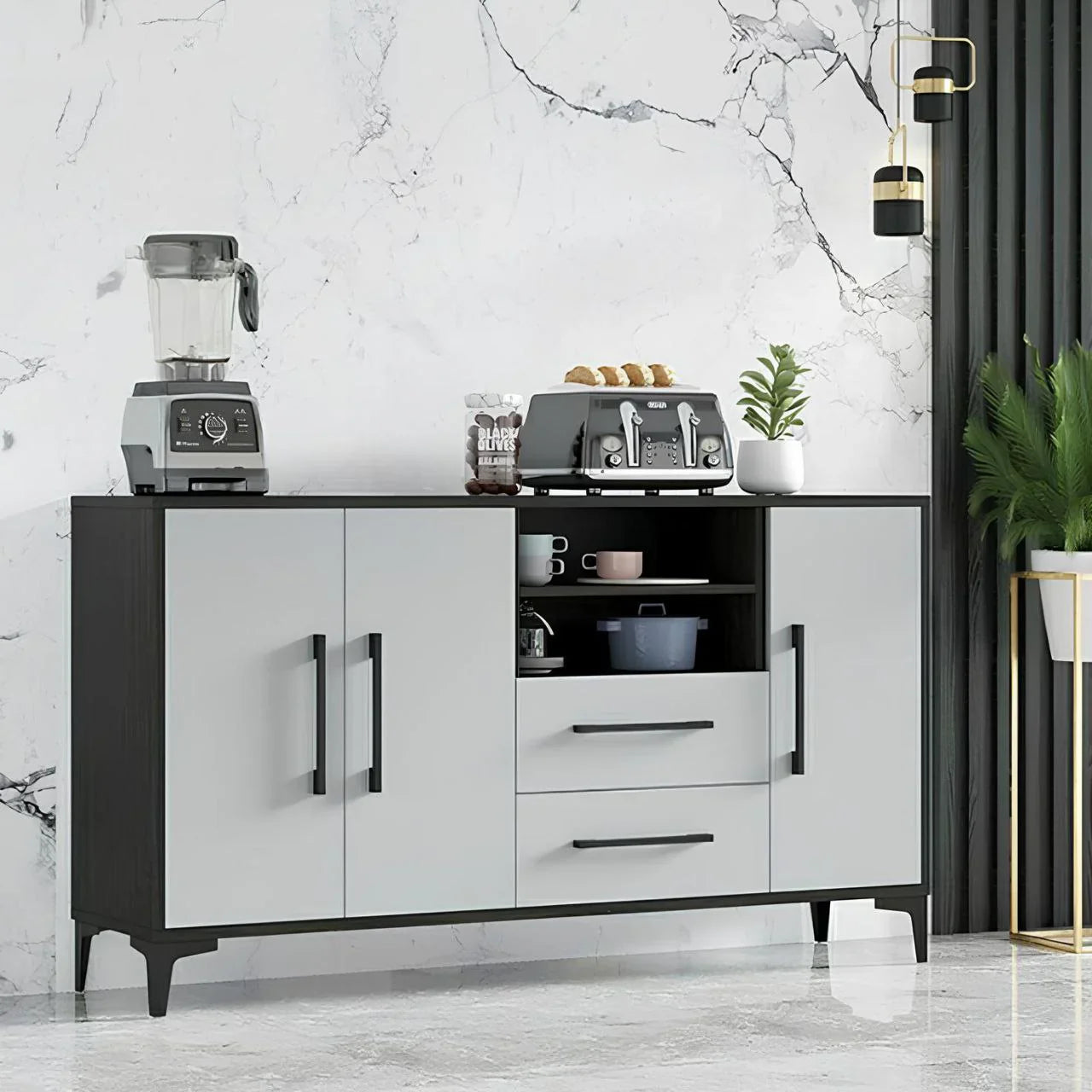 بوفيه | رمادي وأسود | 140 × 40 × 100 | BT38