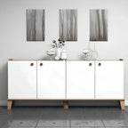 بوفيه | أبيض وخشبي | ١٦٠ × ٤٠ × ٩٠ | BT12