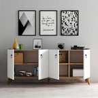 بوفيه | أبيض وخشبي | ١٦٠ × ٤٠ × ٩٠ | BT12