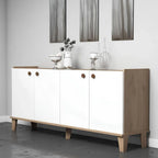 بوفيه | أبيض وخشبي | ١٦٠ × ٤٠ × ٩٠ | BT12