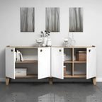 بوفيه | أبيض وخشبي | ١٦٠ × ٤٠ × ٩٠ | BT12