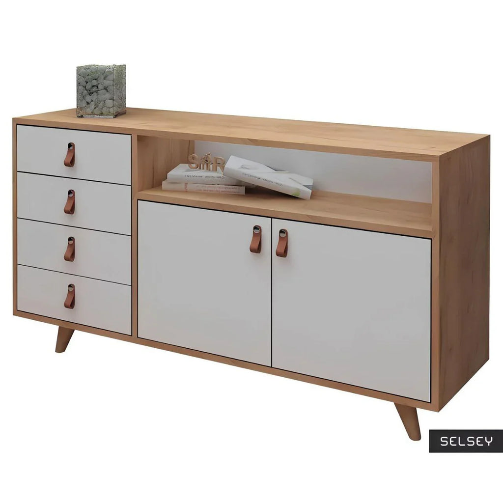 بوفيه | أبيض وخشبي | ١٥٠ × ٤٠ × ٩٠ | BT4