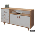 بوفيه | أبيض وخشبي | ١٥٠ × ٤٠ × ٩٠ | BT4