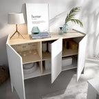 بوفيه | أبيض وخشبي | ١٤٠ × ٤٠ × ٩٠ | BT15