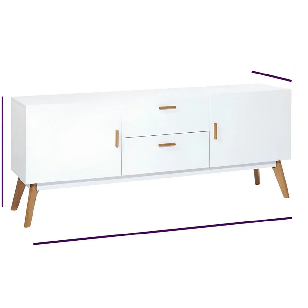 بوفيه | أبيض وخشبي | ١٦٠ × ٤٠ × ٧٠ | BT5