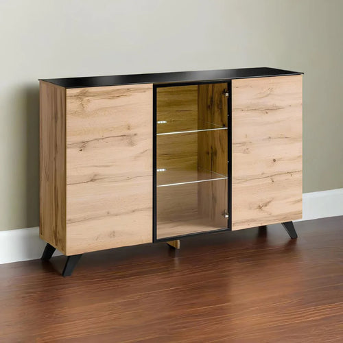 بوفيه | أسود وخشبي | ١٥٠ × ٤٠ × ١٠٠ | BT19