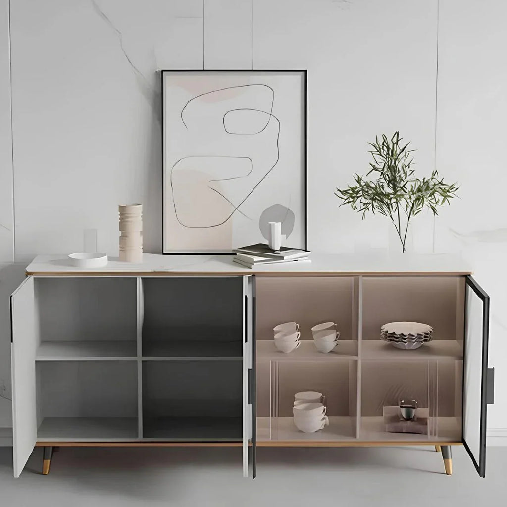 بوفيه | أبيض وذهبي | ١٦٠ × ٤٠ × ٩٠ | BT17